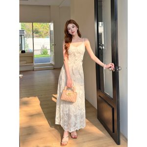 Women's Summer Lace Embroidered Sleeveless Cami Dress