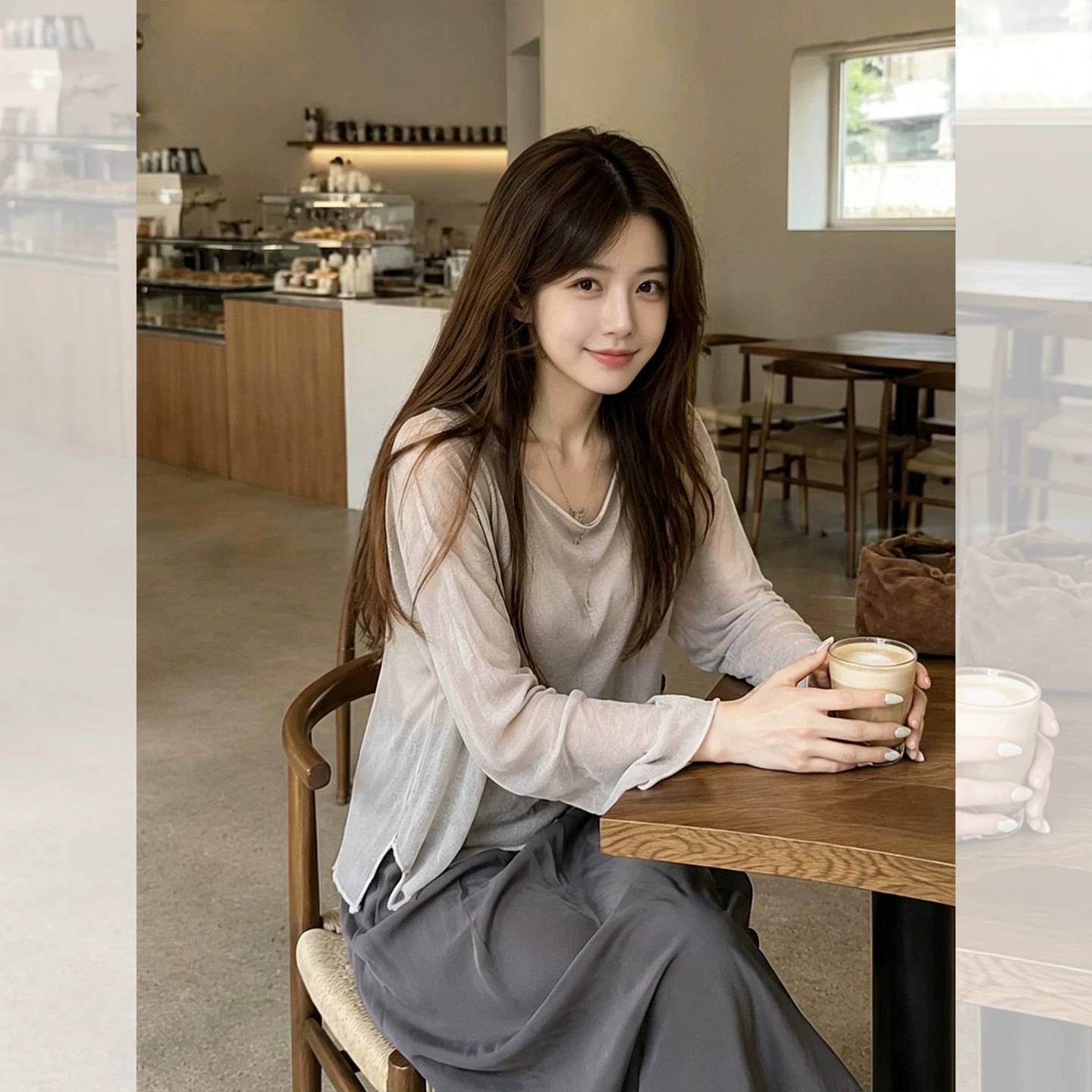 Women's Gray Ice Silk Sun Protection Long Sleeve T-Shirt Lightweight Loose Summer Outerwear - Image 4