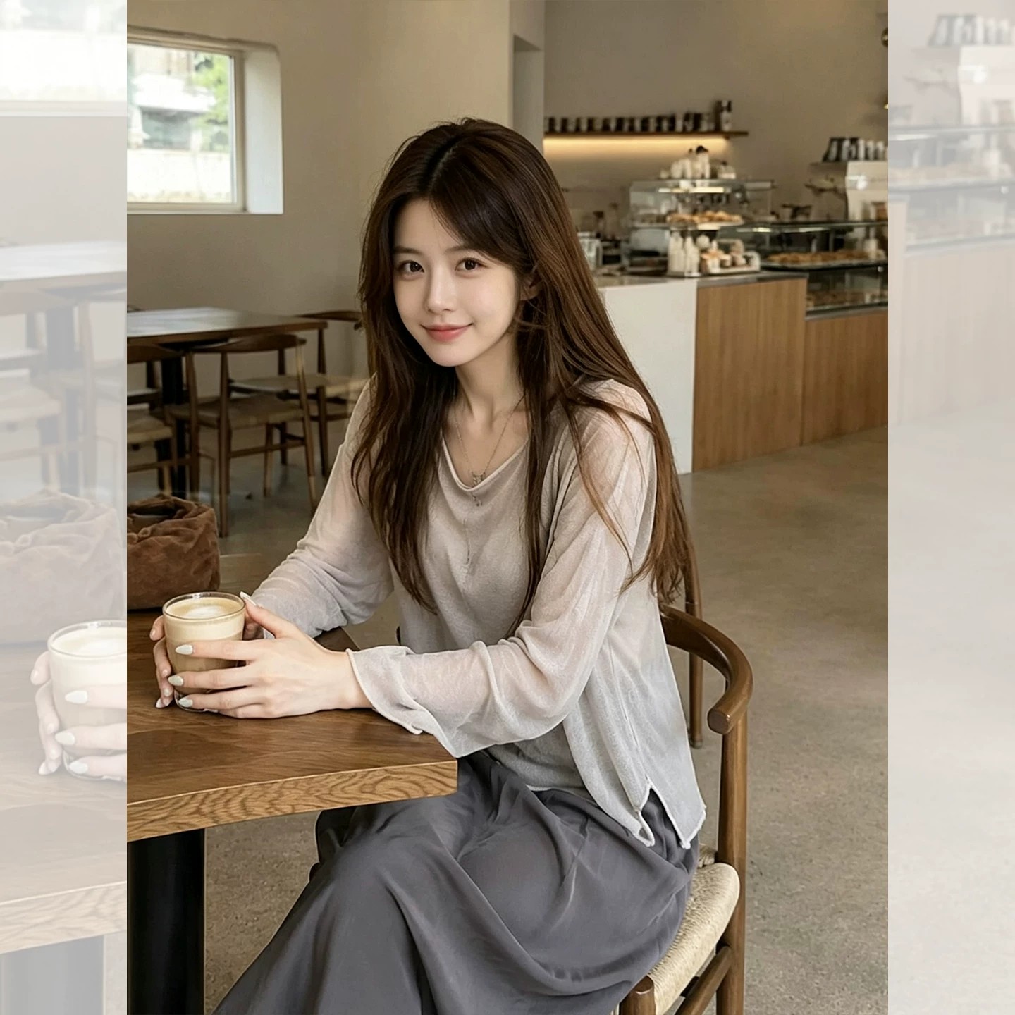 Women's Gray Ice Silk Sun Protection Long Sleeve T-Shirt Lightweight Loose Summer Outerwear - Image 5