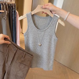 Gray Camisole Tank Top for Women 2026 Summer Slimming Sexy Base Layer